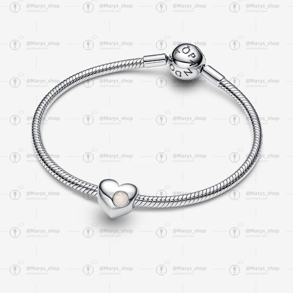 Pandora Engravable White Stone Heart Charm - Picture 3 of 6